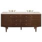 James Martin Vanities Amberly 72" Double Bathroom Vanity in Walnut with 3 cm Carrara White Marble Top and Rectangular Sinks, , large