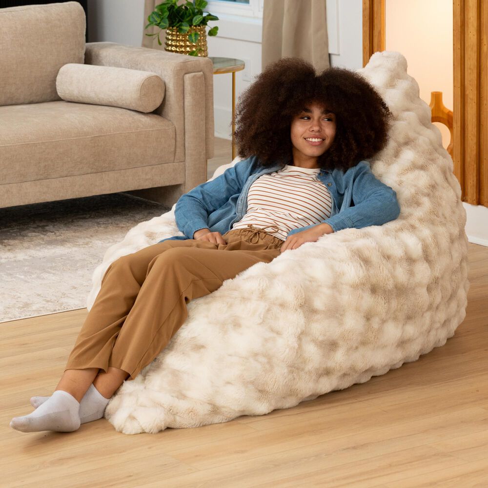 Jaxx LoungePuff Floor Bean Bag Cushion in Phantom Cream, , large