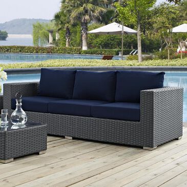 Modway Sojourn Outdoor Patio Sunbrella Sofa in Canvas Navy, , large