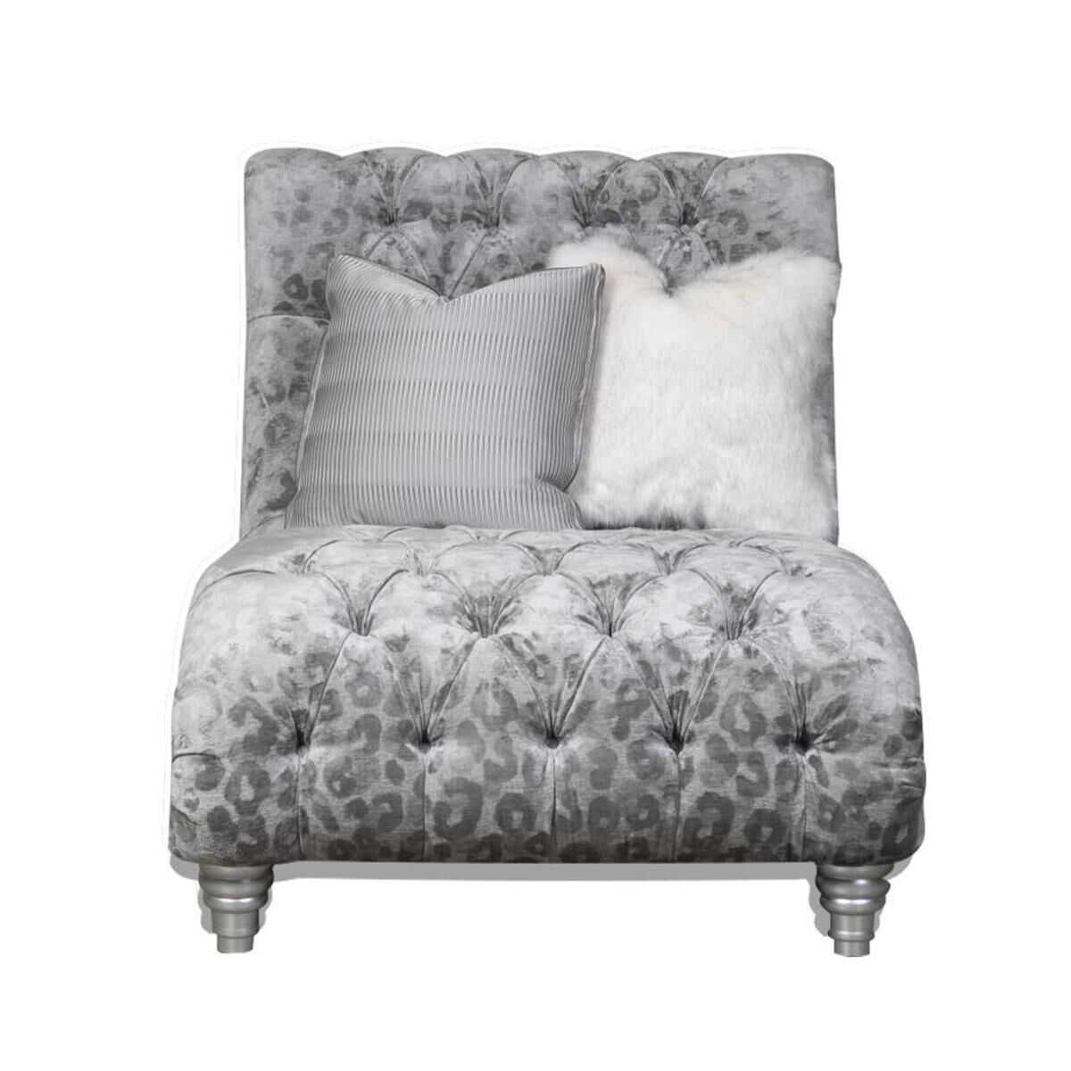 Aria Designs Verona Stone Tufted Chaise in Grey NFM