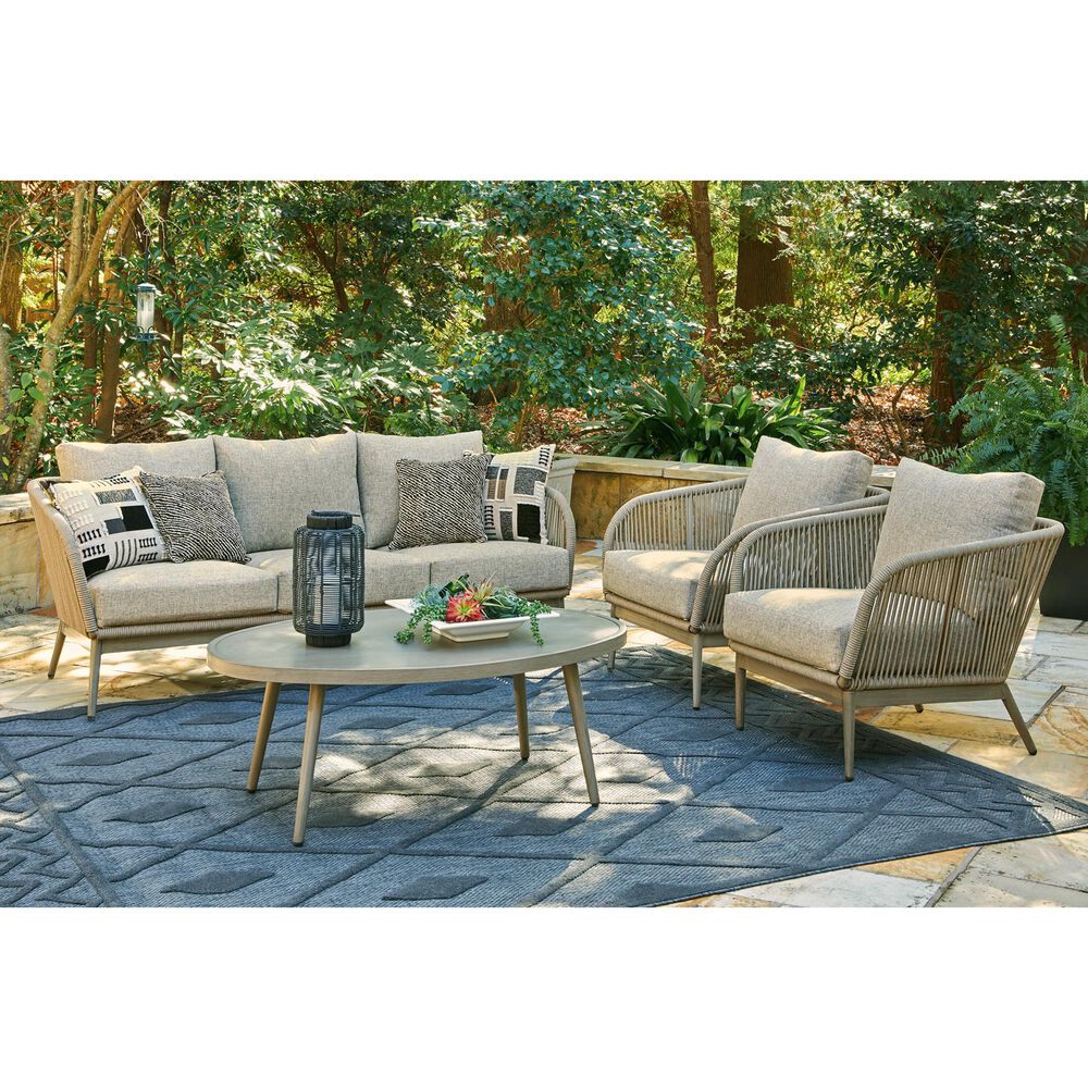 Ashley Swiss Valley Patio Lounge Chair in Beige &#40;Set of 2&#41;, , large
