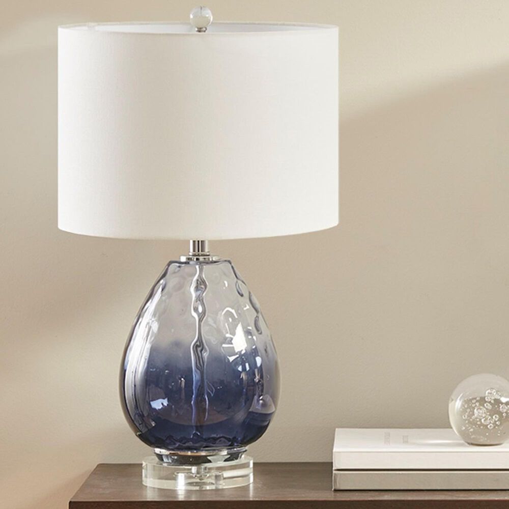 Hampton Park Borel Ombre Glass Table Lamp in Plated Silver and Dark Blue, , large