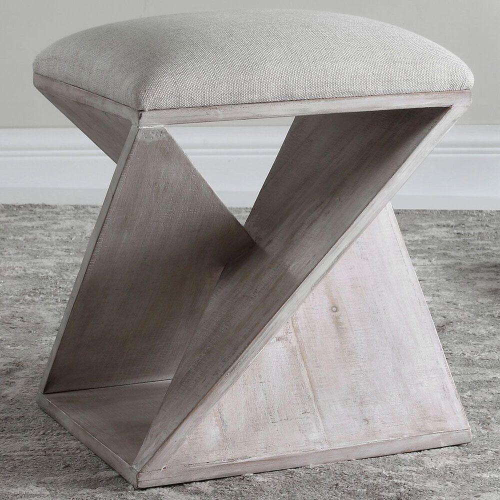 Uttermost Benue Ottoman in White Washed Fir Wood, , large