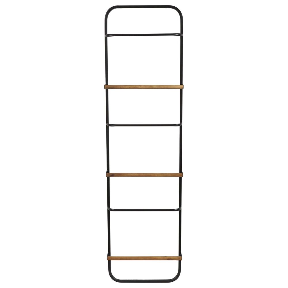 Maple and Jade 6-Rung Decorative Ladder in Matte Black and Brown, , large