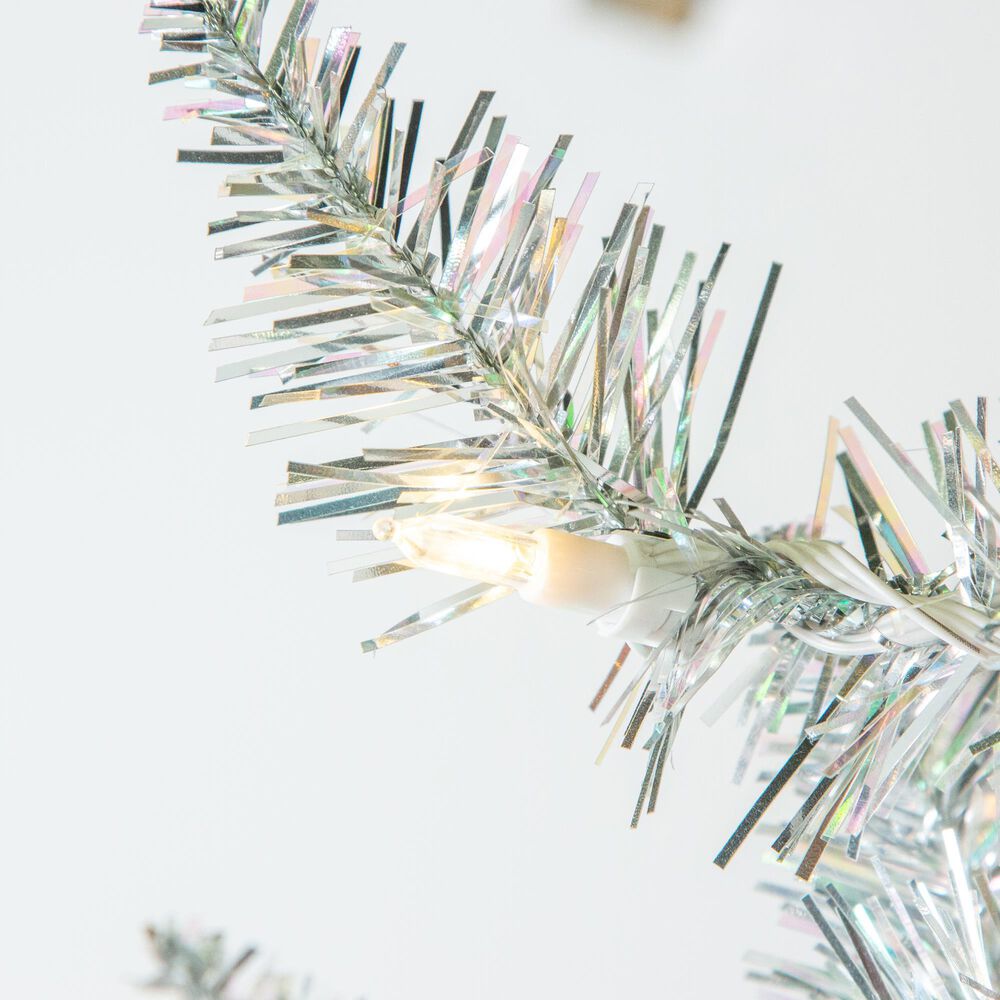 The Gerson Company 4&#39; Pre-Lit Tuscany Tinsel Christmas Tree in Silver, , large