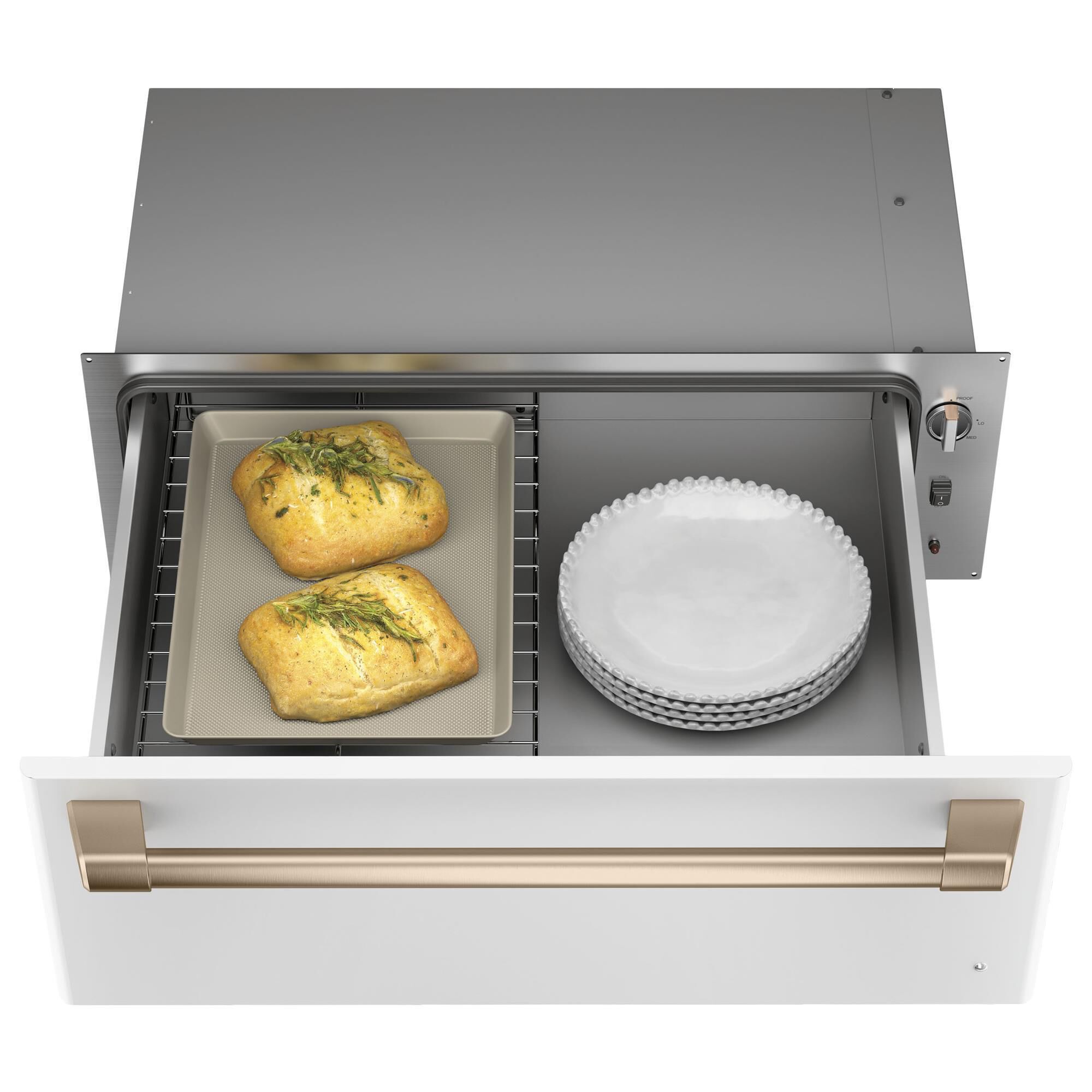 White warming drawer top