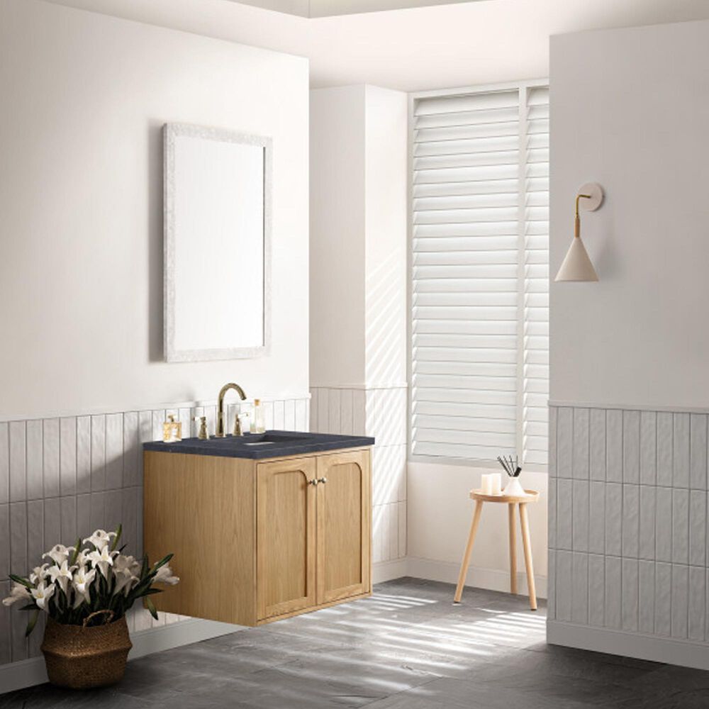 James Martin Vanities Laurent 30&quot; Single Bathroom Vanity in Light Natural Oak with 3 cm Charcoal Soapstone Quartz Top and Rectangular Sink, , large