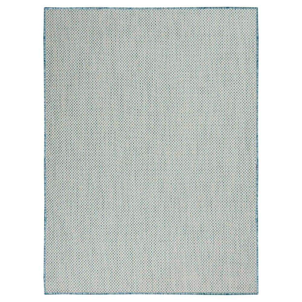 Nourison Courtyard Ivory and Aqua 5&#39; x 7&#39; Indoor/Outdoor Area Rug, , large
