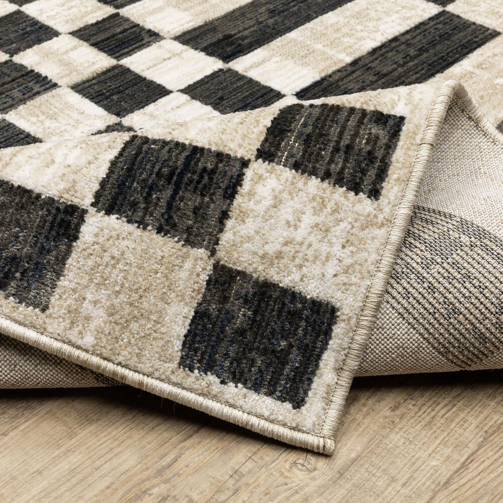 ROW by Oriental Weavers Hunter HNT10 Beige and Black 5'3" x 7'6" Area Rug, , large