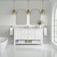 James Martin Vanities Breckenridge 60" Double Bathroom Vanity in Bright White with 3 cm Carrara White Marble Top and Rectangular Sinks, , large