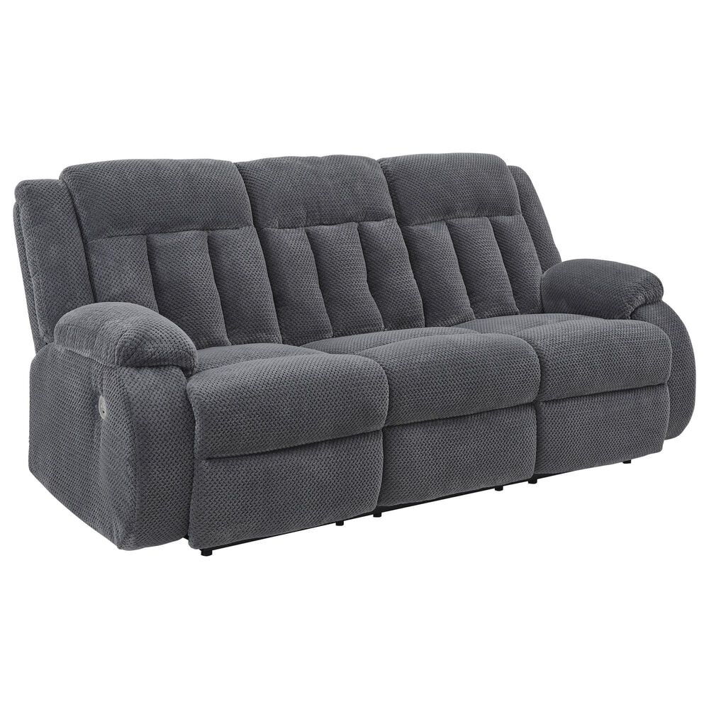 Ashley Observation Power Reclining Sofa with Drop Down Table in Steel Velvet, , large