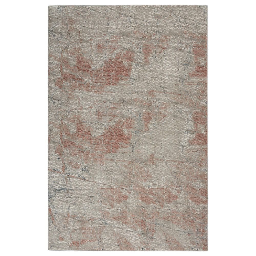 Nourison Rustic Textures Light Grey and Rust 6" x 9" Area Rug, , large