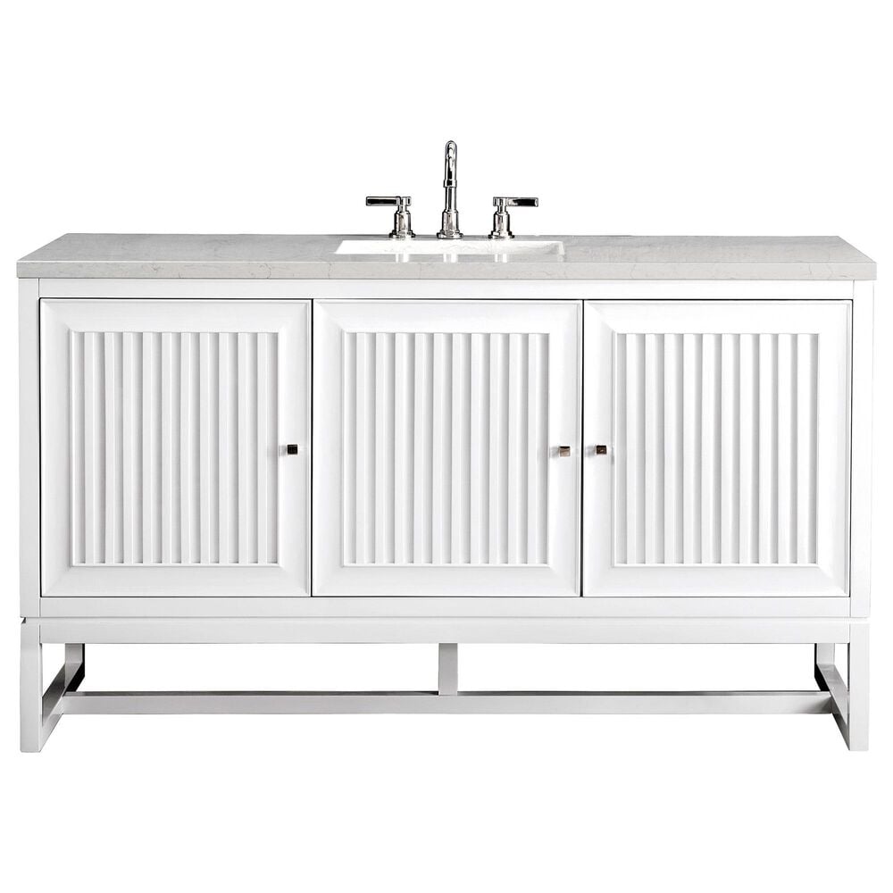 James Martin Vanities Addison 60" Double Bathroom Vanity in Glossy White with 3 cm Eternal Marfil Quartz Top and Rectangular Sinks, , large