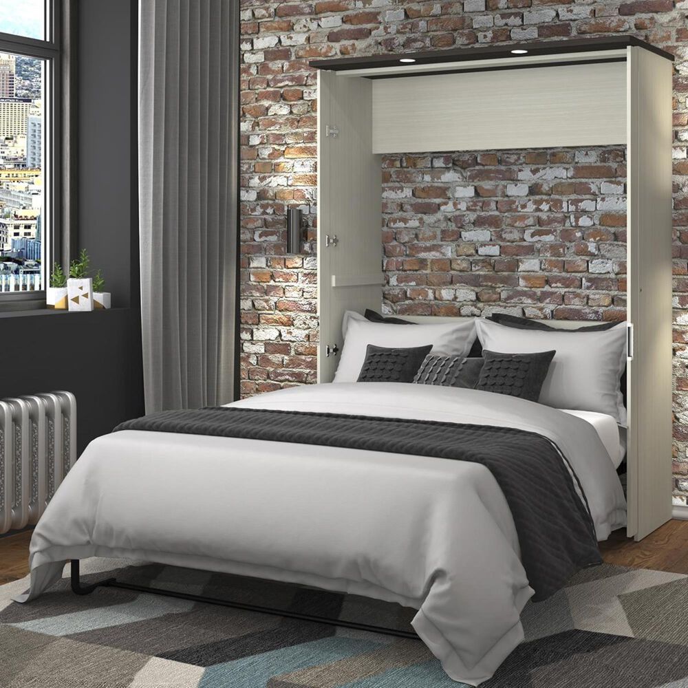 Bestar Lumina Full Wall Bed in White Chocolate & Dark Chocolate, , large
