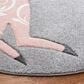 Safavieh Carousel Animals 6"7" Round Grey and Pink Kids Area Rug, , large