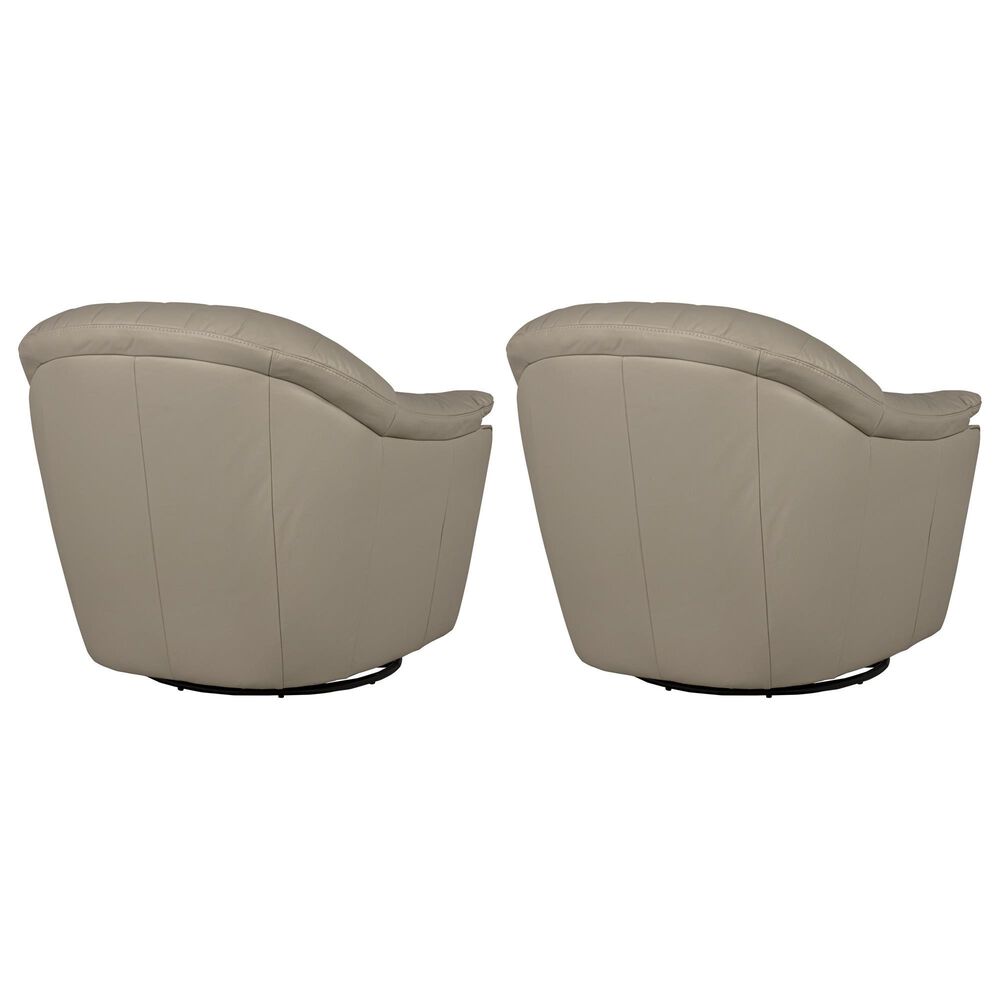Natuzzi Editions Gratitudine Leather Swivel Rocker Chair in Greige (Set of 2), , large
