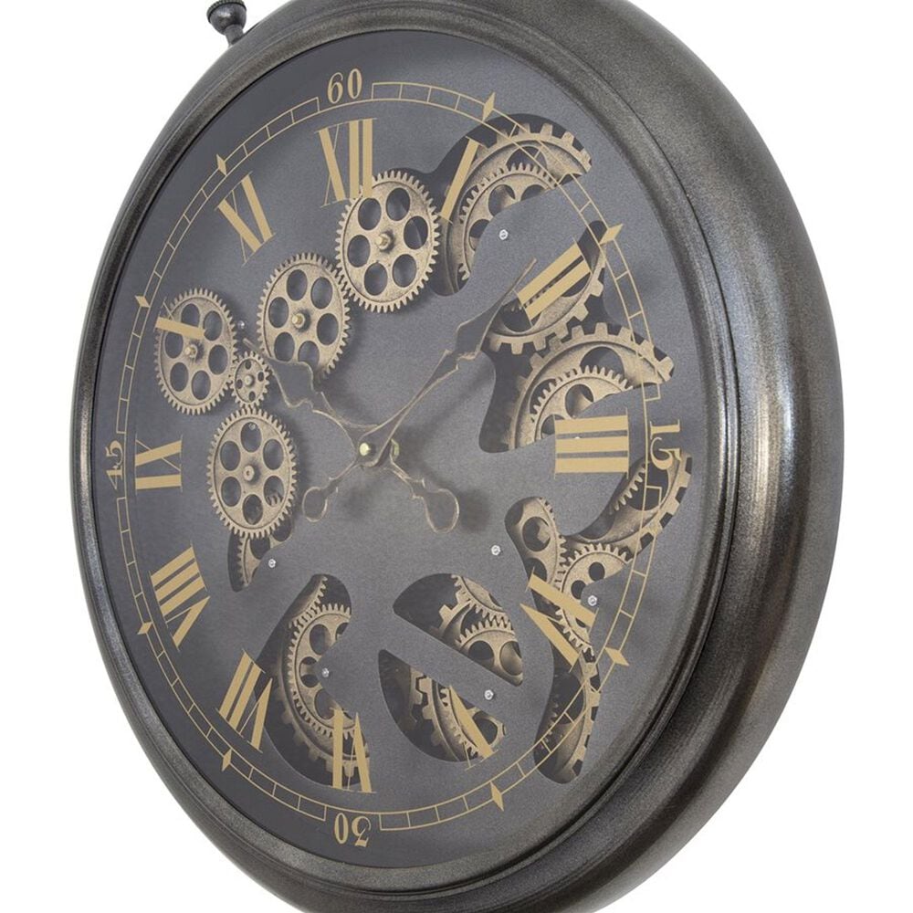 Yosemite Home Decor Pocket Watch Gear Wall Clock in Black and Gold, , large