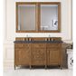 James Martin Vanities Brittany 60" Double Bathroom Vanity in Saddle Brown with 3 cm Charcoal Soapstone Quartz Top and Rectangular Sinks, , large