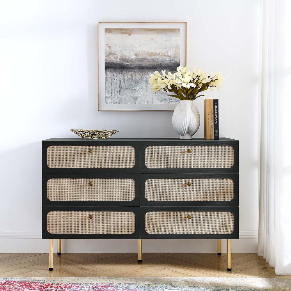 Modway Chaucer 6-Drawer Compact Dresser in Black, , large