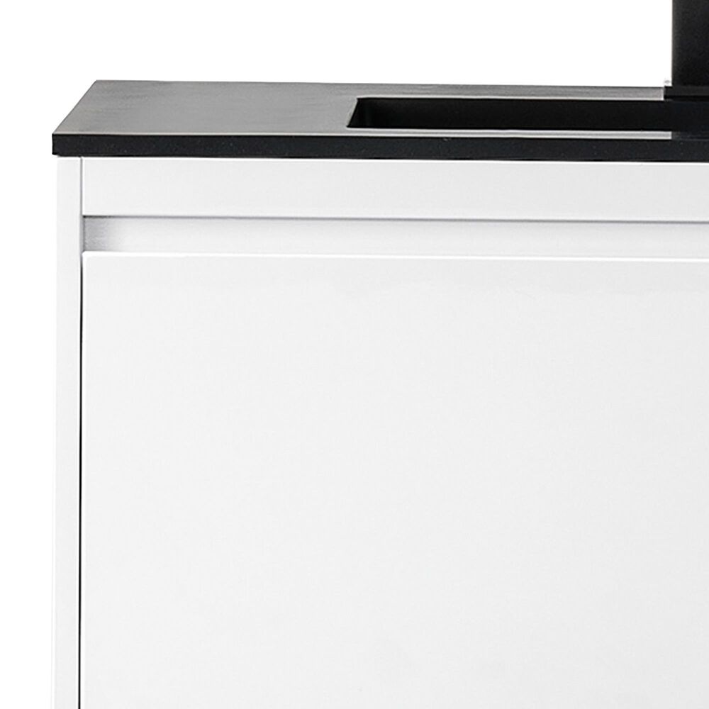 James Martin Vanities Mantova 35.4&quot; Single Bathroom Vanity in Glossy White and Brushed Nickel with 2 cm Charcoal Black Resin Countertop and Rectangular Sink, , large