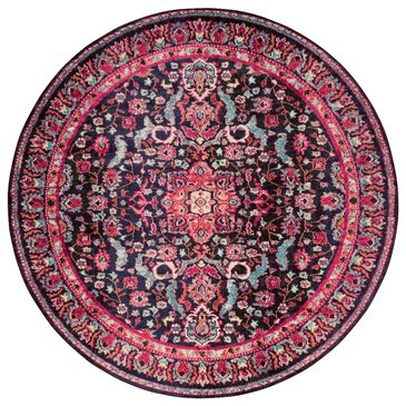 Loloi Nadia NN-06 5" Round Midnight and Pink Area Rug, , large