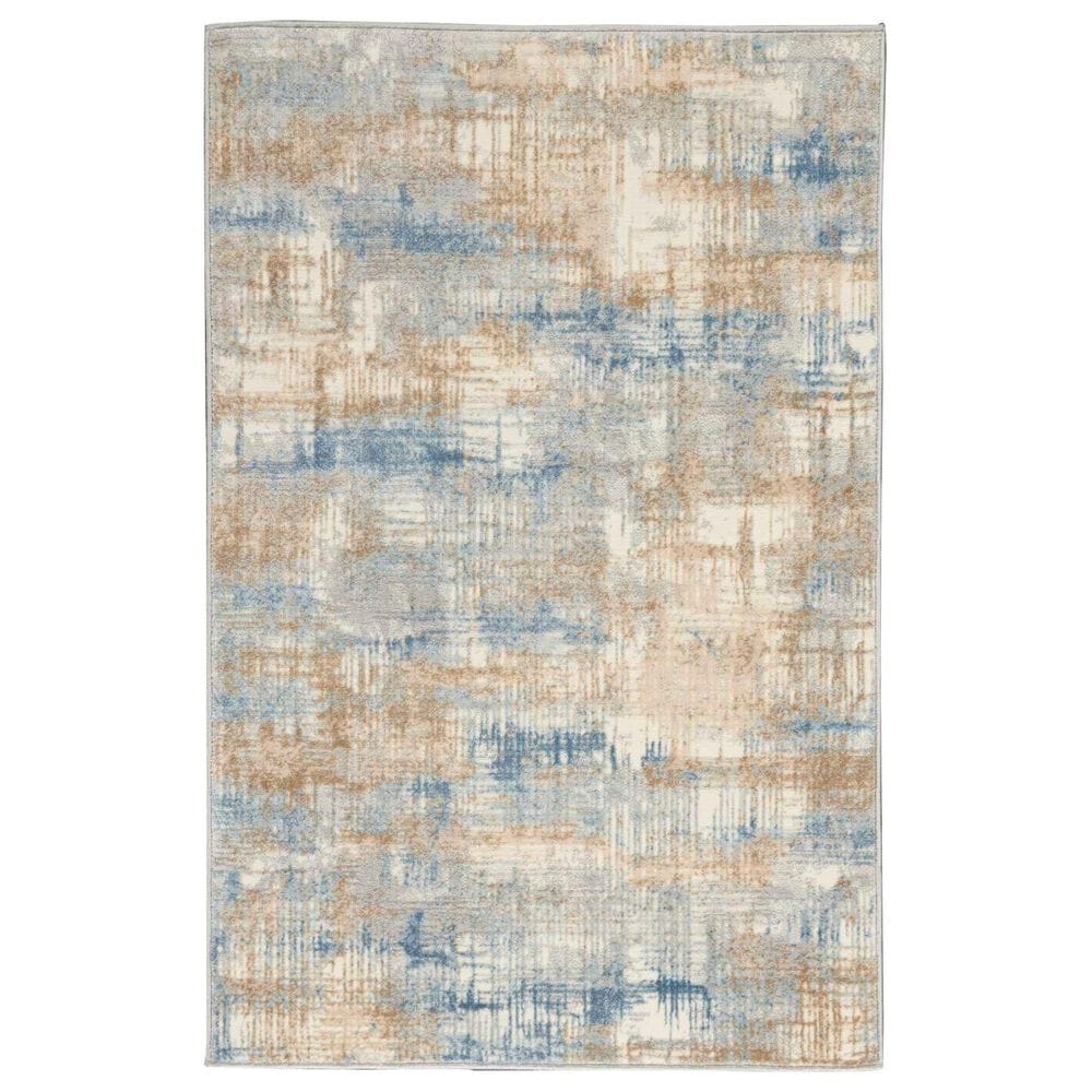 Nourison Rush 3"2" x 5" Blue and Beige Area Rug, , large