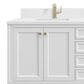 James Martin Vanities Chicago 72" Double Bathroom Vanity in Glossy White with Single Hole 3 cm White Zeus Quartz Top and Rectangular Sinks, , large
