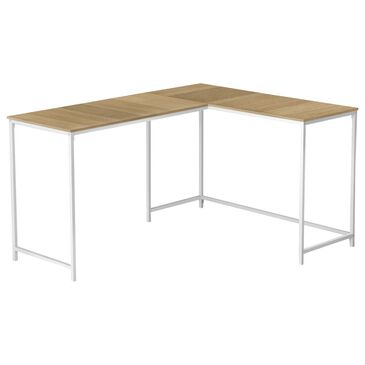 Monarch Specialties L-Shaped Computer Desk in Natural and White, , large