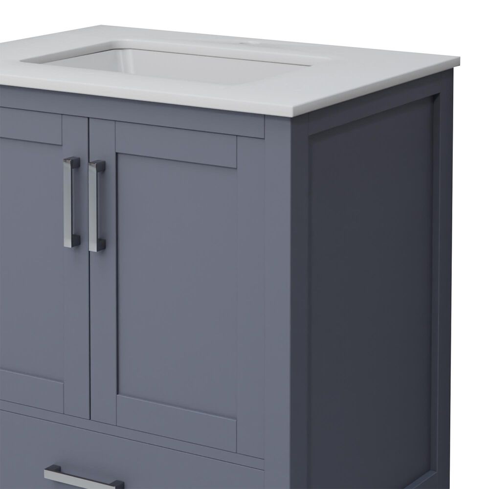 Lexora Home Jacques 30&quot; Single Bathroom Vanity in Dark Grey with 2 cm White Cultured Marble Top and Rectangular Sink, , large