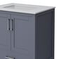 Lexora Home Jacques 30" Single Bathroom Vanity in Dark Grey with 2 cm White Cultured Marble Top and Rectangular Sink, , large