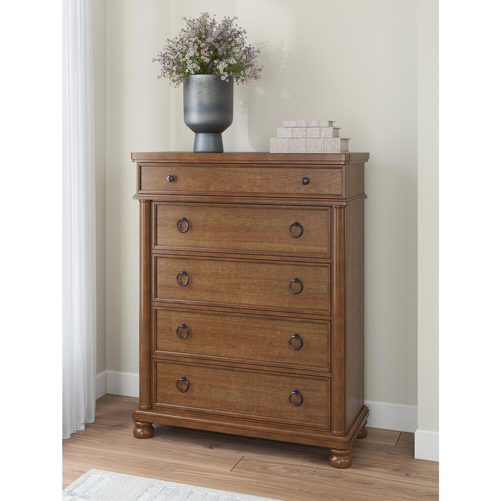 Ashley Rowlenstown 5-Drawer Chest in Medium Brown, , large