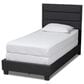 Baxton Studio Ansa Twin Panel Bed with Dark Grey Upholstered in Black, , large
