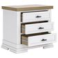 Ashley Ashbryn King Storage Bed and Two Nightstands in White and Oak, , large