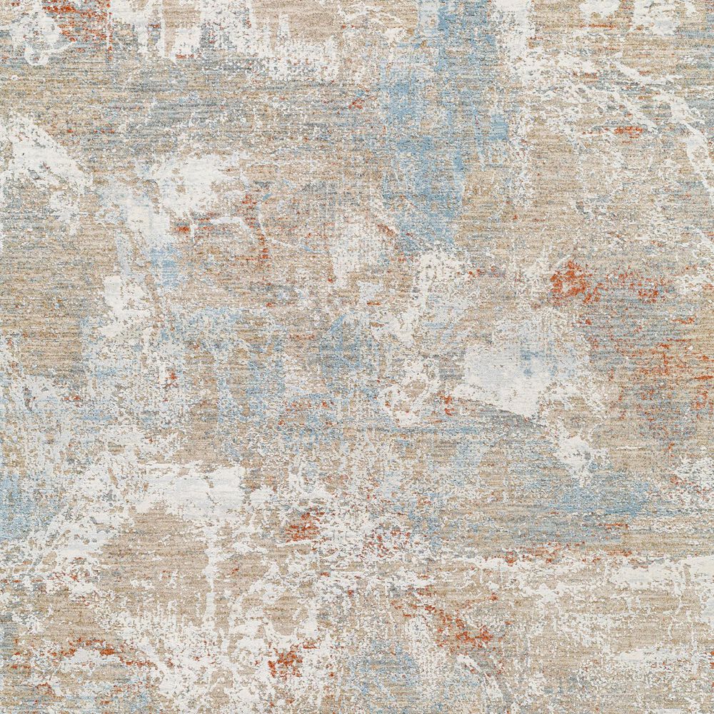 Surya Brunswick Taupe, Gray, Cream, Blue, Light Slate and Seafoam 5'3" Round Area Rug, , large