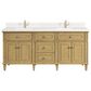 James Martin Vanities Lorelai 72" Double Vanity in Light Natural Oak with Single Hole and 3 cm White Zeus Quartz Top & Backsplash, , large