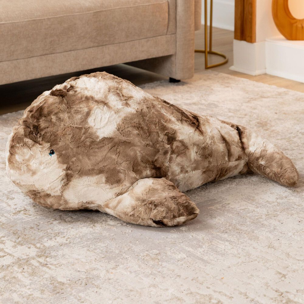 Jaxx Marina The Whale Sea Buddy Large Kids Stuffed Animal Bean Bag in Tie-Dye Coca Mocha, , large