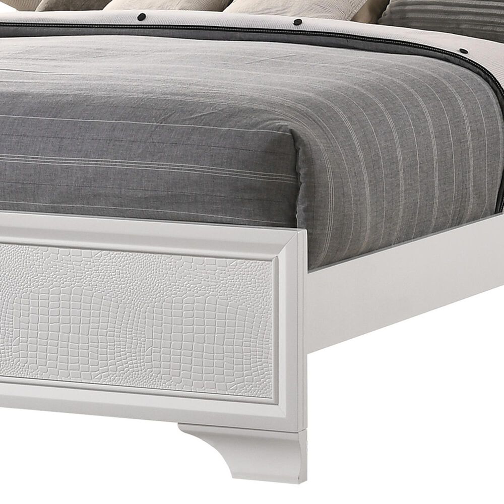 Crown Mark Lyssa King Upholstered Panel Bed with LED Lights in Frost, , large