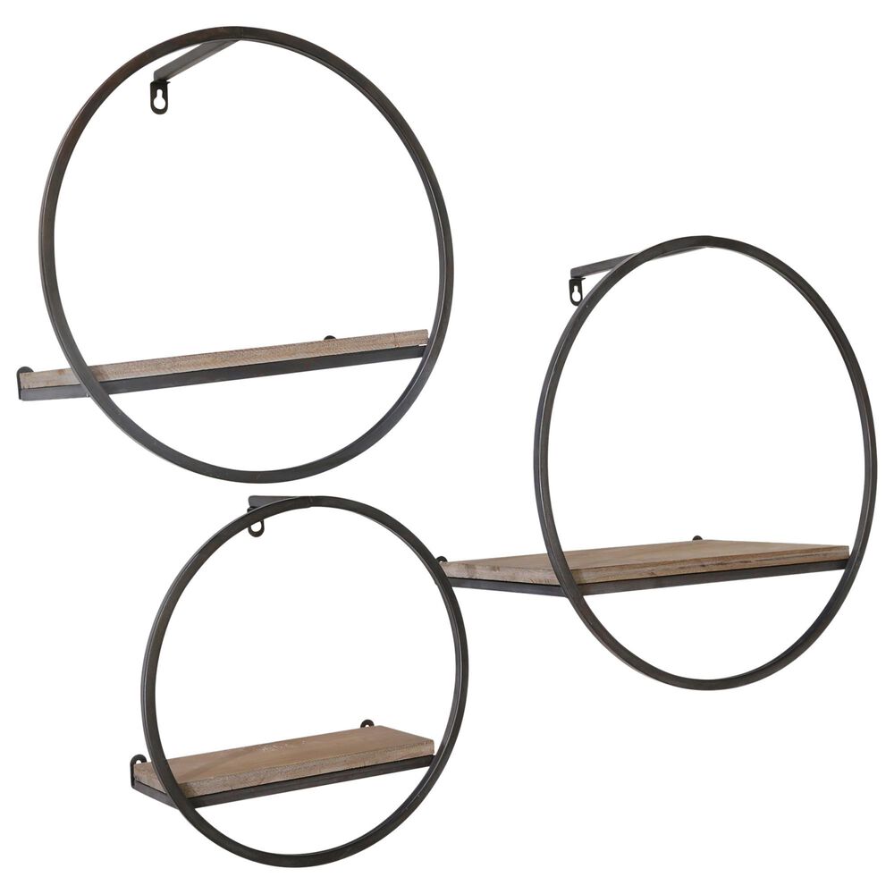 Sagebrook Home 3-Piece Wall Shelf Set in Brown, , large