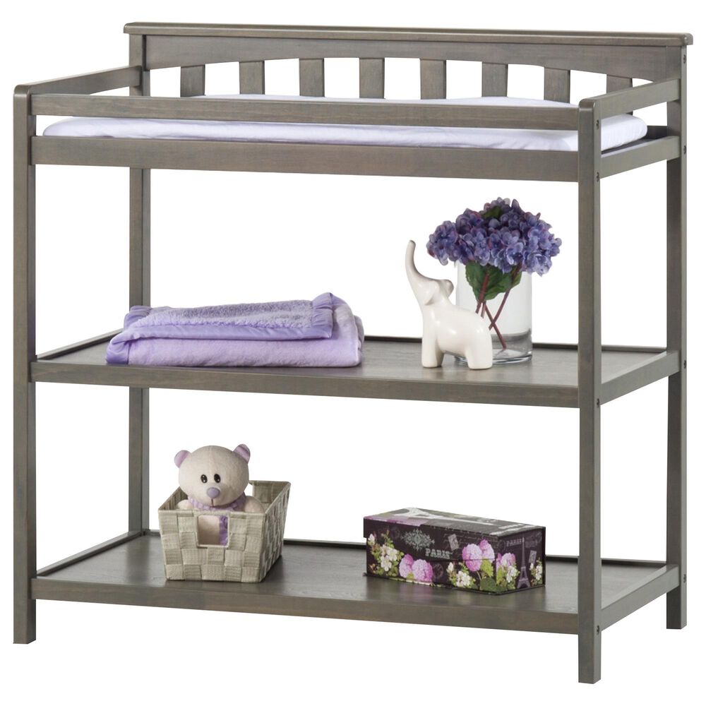Foundations Worldwide Hampton Flat Top Baby Changing Table in Dapper Gray, , large