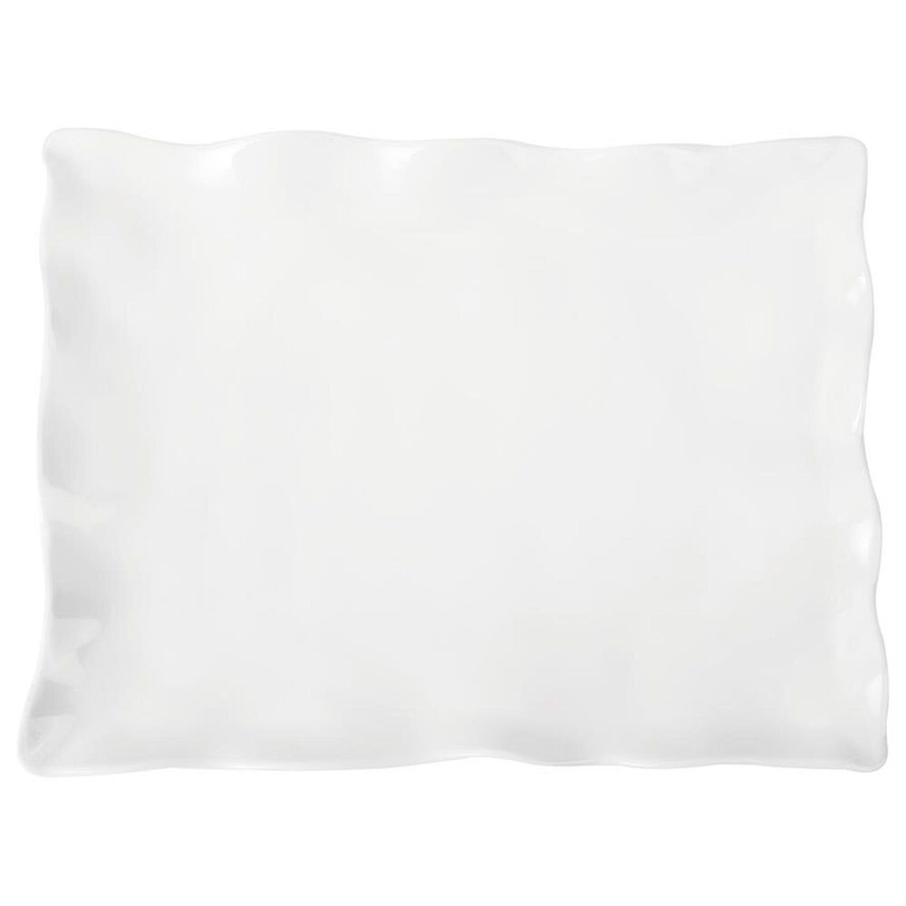 Supreme Melamine 17.5" Ruffle Rectangular Serving Tray in White, , large