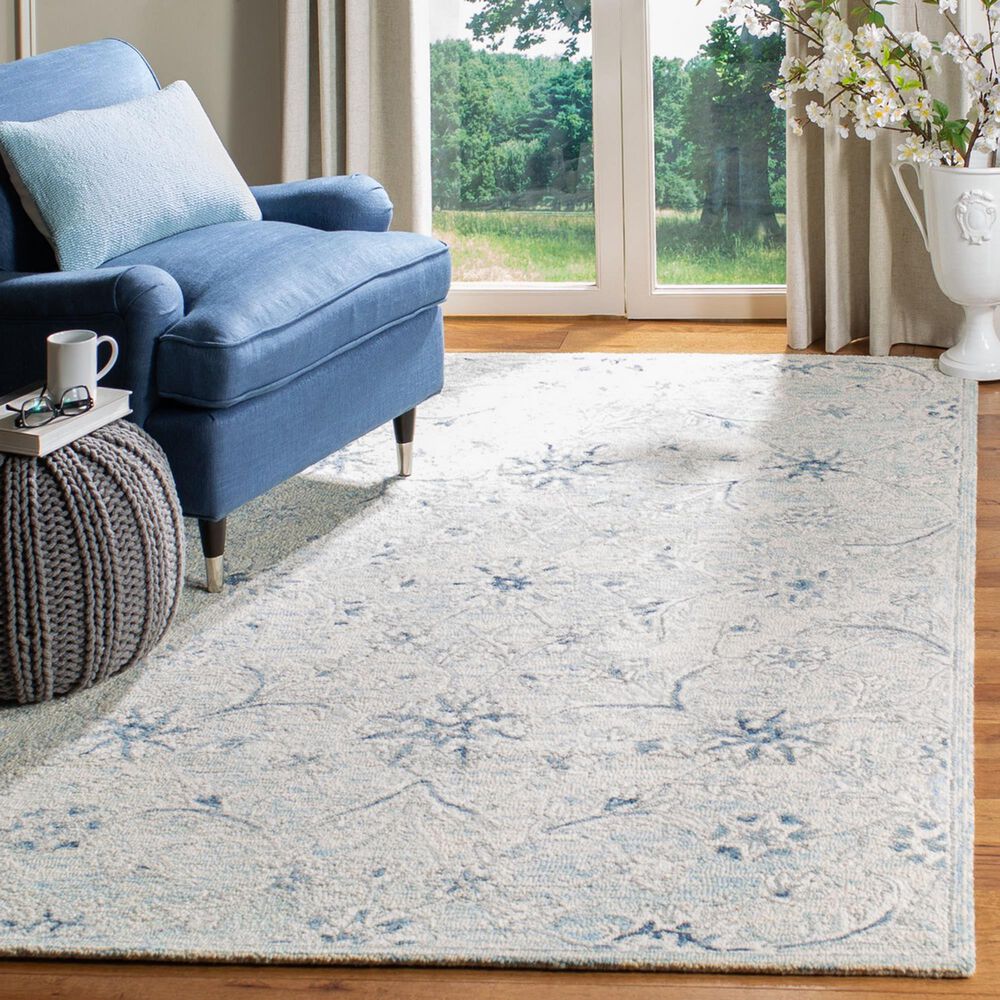 Safavieh Micro-Loop MLP506M 5&#39; x 8&#39; Light Blue and Ivory Area Rug, , large