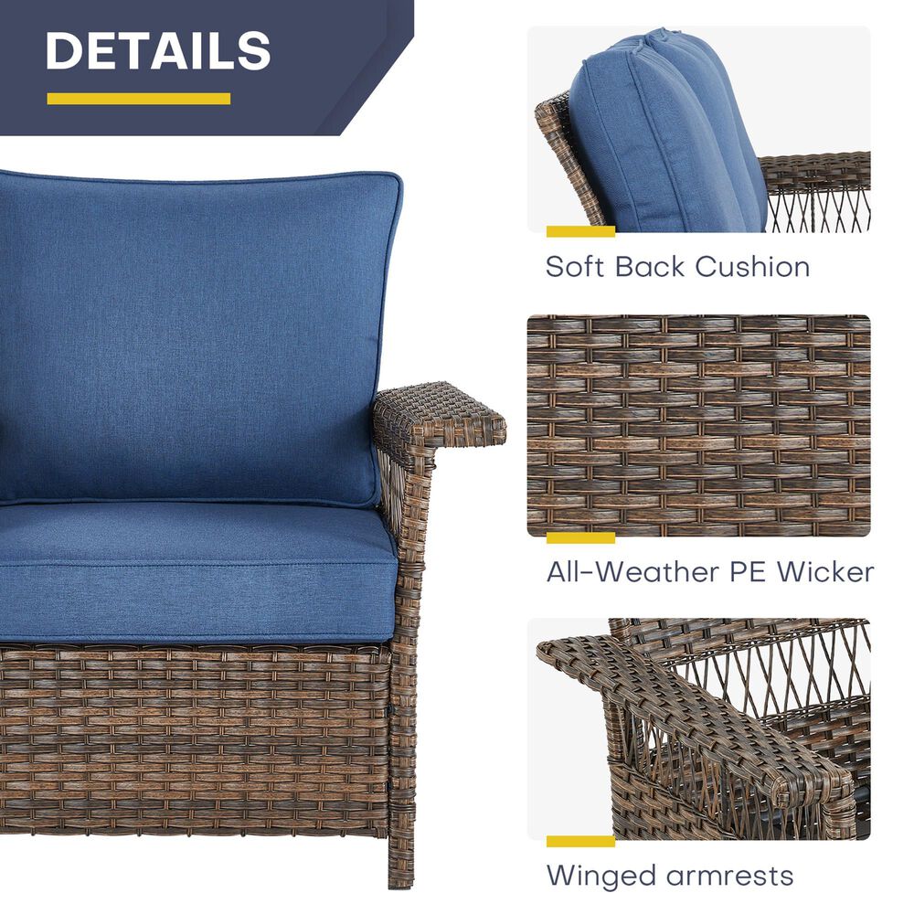 Sunwell Garden 5-Piece Patio Conversation Set with Swivel Chairs in Navy, , large