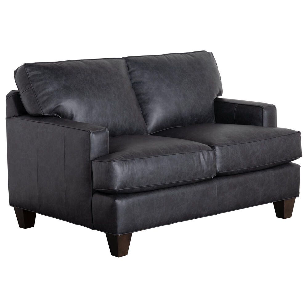 Hickorycraft Leather Loveseat in Dark Gray, , large