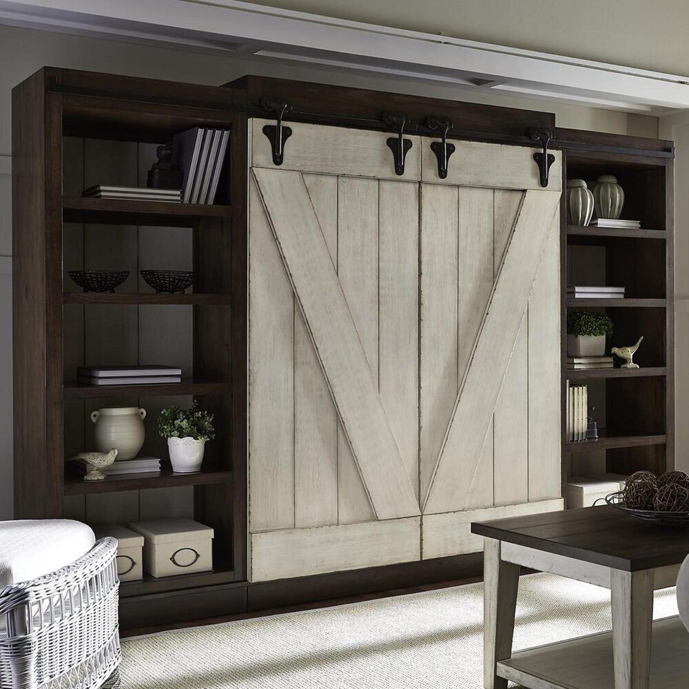 Belle Furnishings Lancaster 4-Piece Entertainment Center with Piers in Weathered Bark, , large