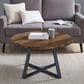 Walker Edison Metal Wrap Coffee Table in Rustic Oak and Black, , large
