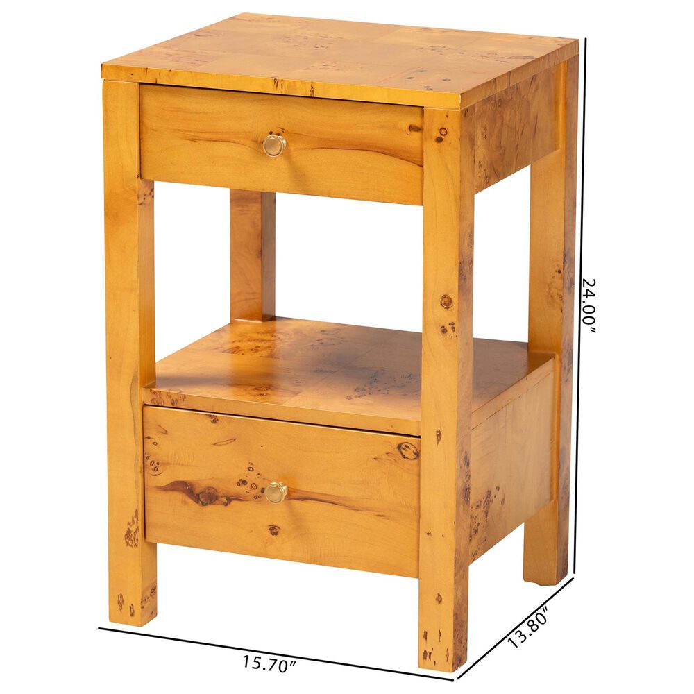 Baxton Studio Azmi 2-Drawer Nightstand in Light Mappa Burl, , large
