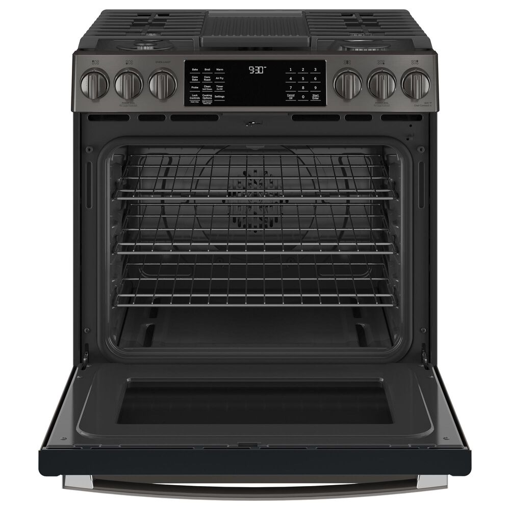 GE Profile 30&quot; Smart Slide-In Front Control Gas Range in Black Stainless Steel, , large