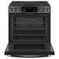 GE Profile 30" Smart Slide-In Front Control Gas Range in Black Stainless Steel, , large