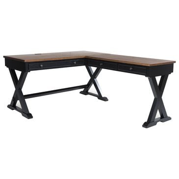 Ashley Wildenauer L-Shaped Desk in Rich Brown and Warm Satin Black, , large
