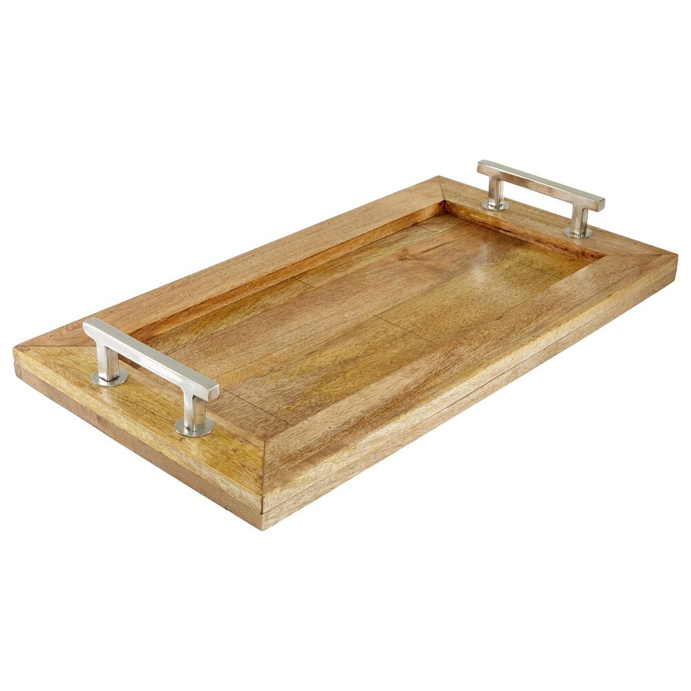 Maple and Jade Rustic Wood Tray in Dark Brown, , large